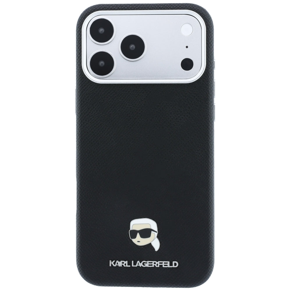 MagSafe futrola za Apple iPhone 18 Pro / 17 Pro, Karl Lagerfeld, Grained Karl Head's Metal, Crna