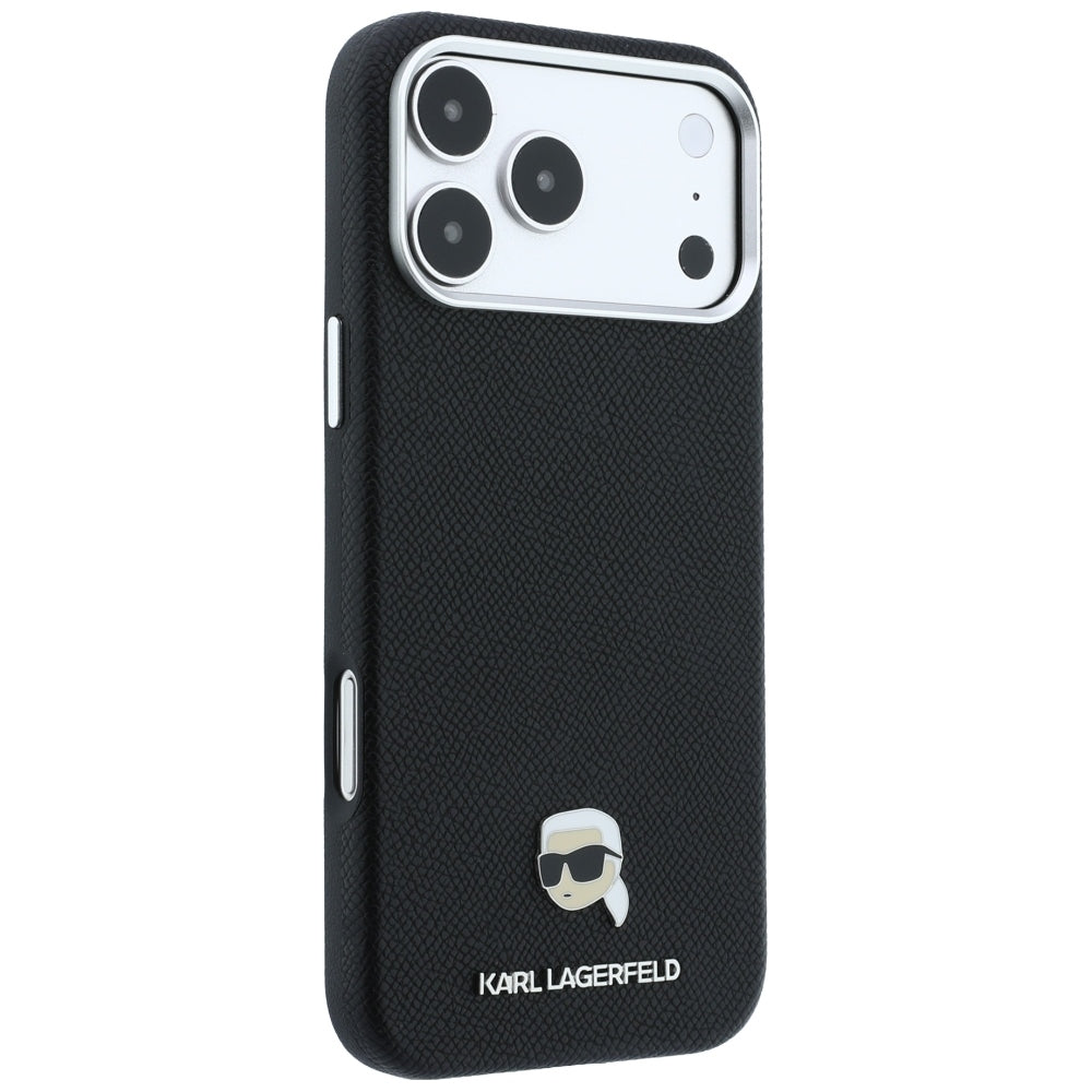 MagSafe futrola za Apple iPhone 18 Pro / 17 Pro, Karl Lagerfeld, Grained Karl Head's Metal, Crna