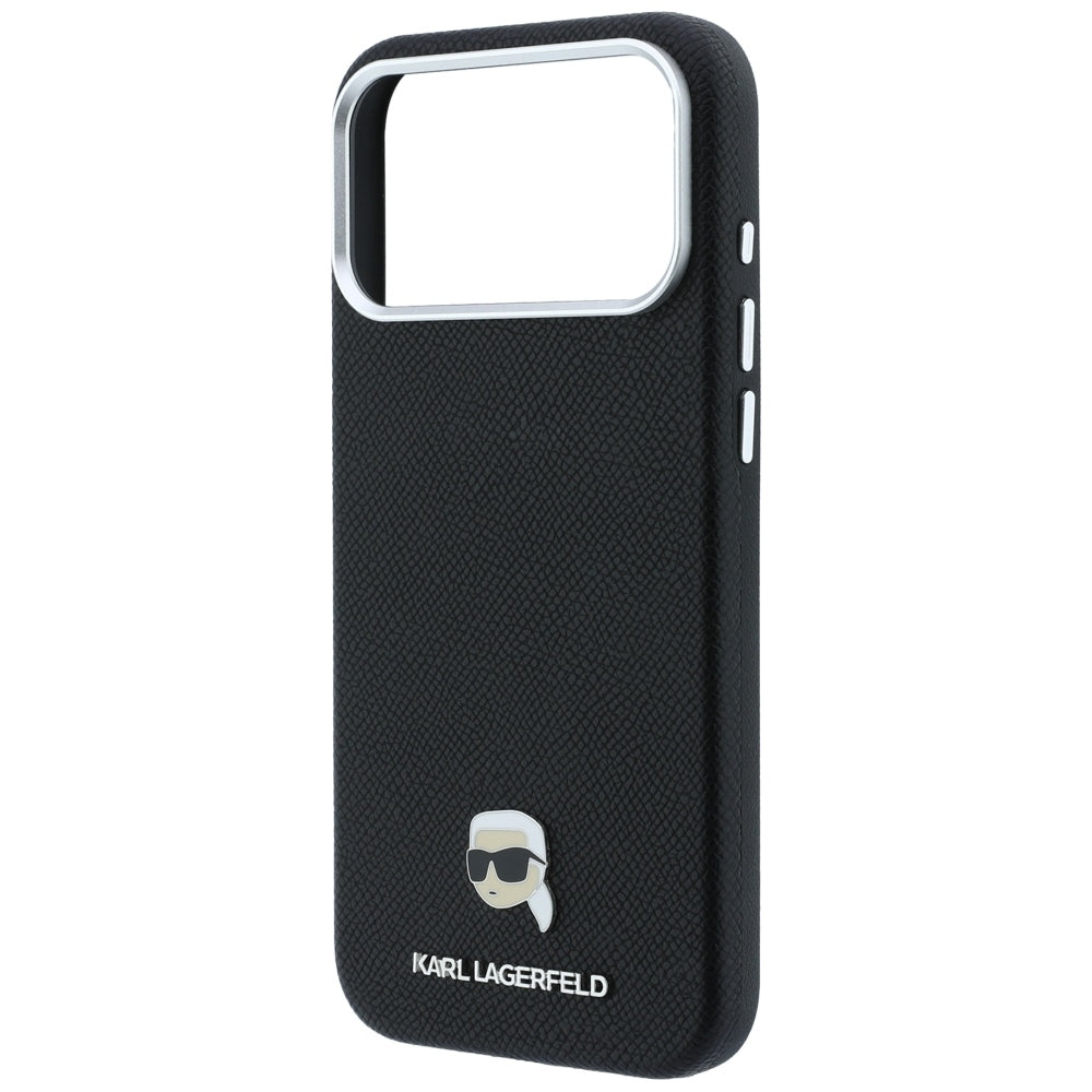 MagSafe futrola za Apple iPhone 18 Pro / 17 Pro, Karl Lagerfeld, Grained Karl Head's Metal, Crna