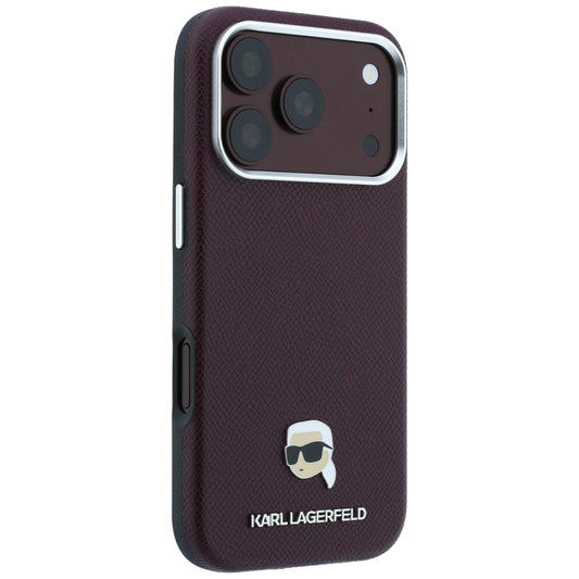 MagSafe maska za Apple iPhone 18 Pro / 17 Pro, Karl Lagerfeld, Grained Karl Head's Metal, Bordo