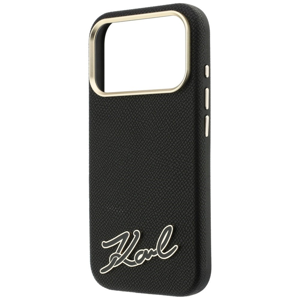 MagSafe futrola za Apple iPhone 18 Pro / 17 Pro, Karl Lagerfeld, Grained Resin Sign Logo, Crna