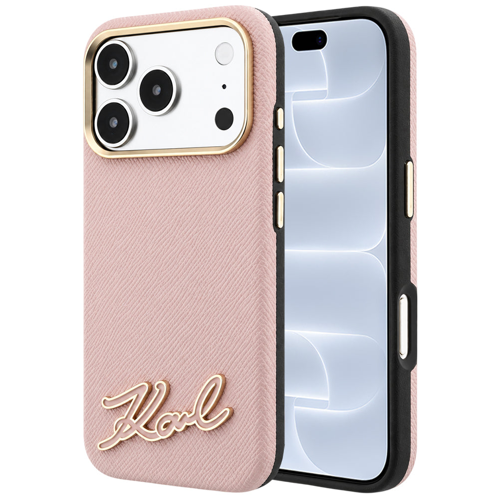 MagSafe maska za Apple iPhone 18 Pro / 17 Pro, Karl Lagerfeld, Grained Resin Sign Logo, Roza