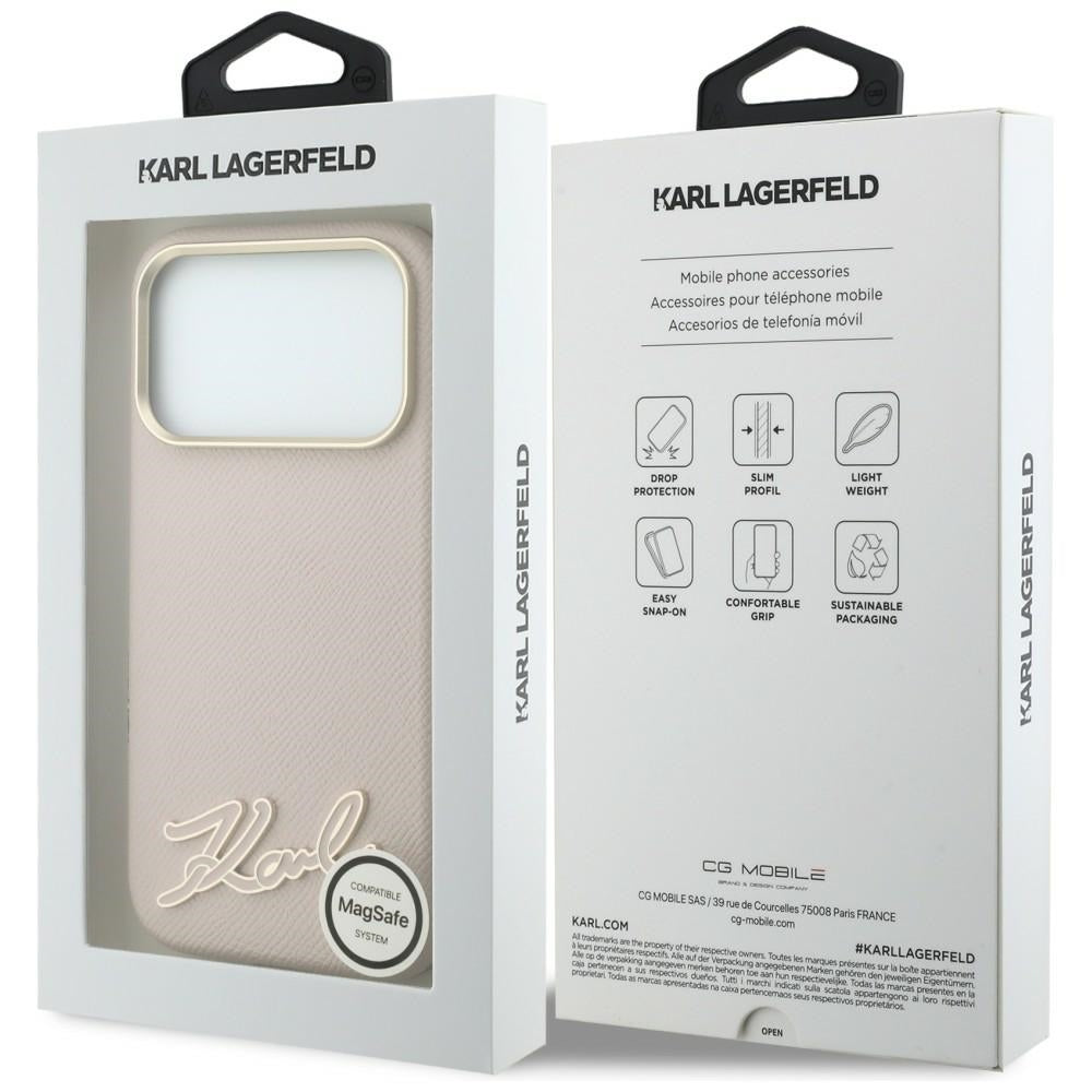 MagSafe maska za Apple iPhone 18 Pro / 17 Pro, Karl Lagerfeld, Grained Resin Sign Logo, Roza