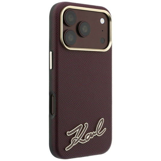 MagSafe maska za Apple iPhone 18 Pro / 17 Pro, Karl Lagerfeld, Grained Resin Sign Logo, Bordo