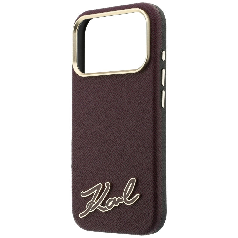 MagSafe maska za Apple iPhone 18 Pro / 17 Pro, Karl Lagerfeld, Grained Resin Sign Logo, Bordo