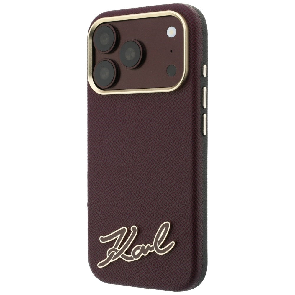 MagSafe maska za Apple iPhone 18 Pro / 17 Pro, Karl Lagerfeld, Grained Resin Sign Logo, Bordo
