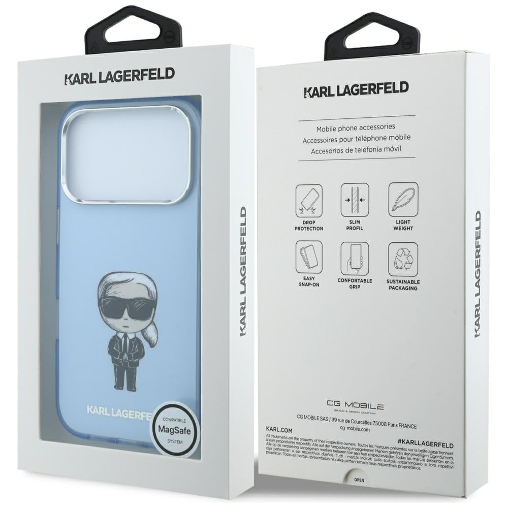 MagSafe maska za Apple iPhone 18 Pro / 17 Pro, Karl Lagerfeld, HC IML Ikonik Sketch Print, Plava