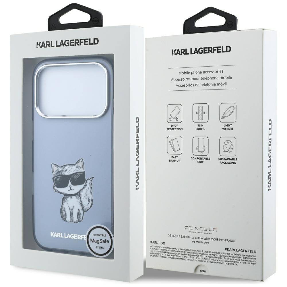 MagSafe maska za Apple iPhone 18 Pro / 17 Pro, Karl Lagerfeld, IML Choupette Body Sketch Print, Plava