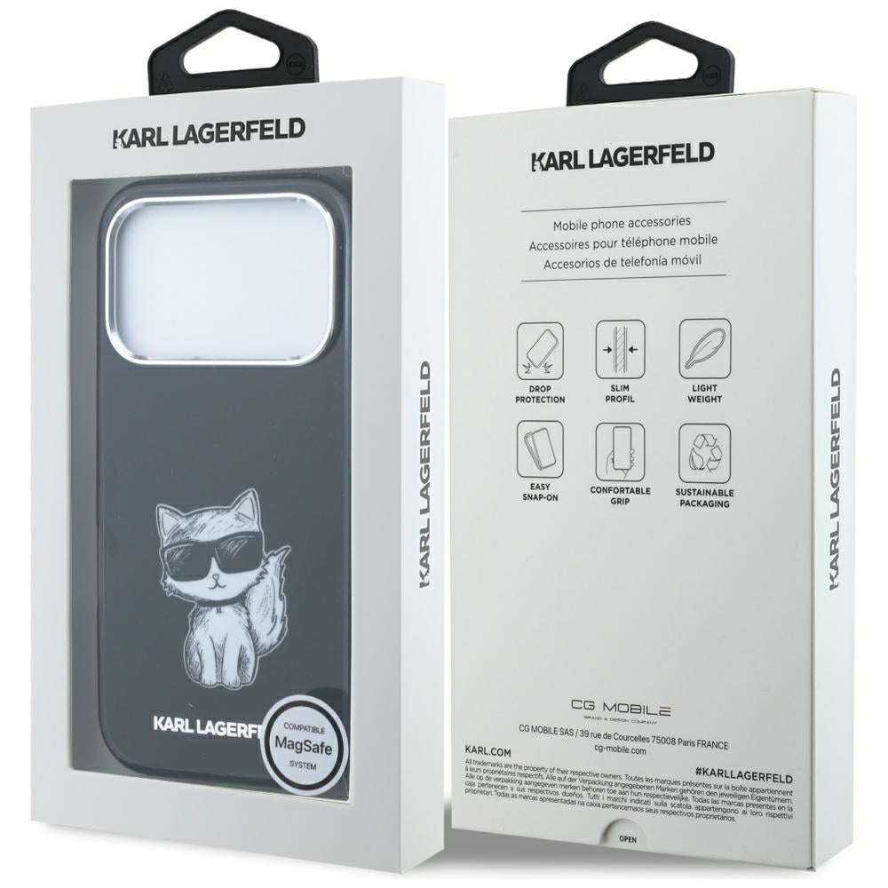 MagSafe maska za Apple iPhone 18 Pro / 17 Pro, Karl Lagerfeld, IML Choupette Body Sketch Print, Crna