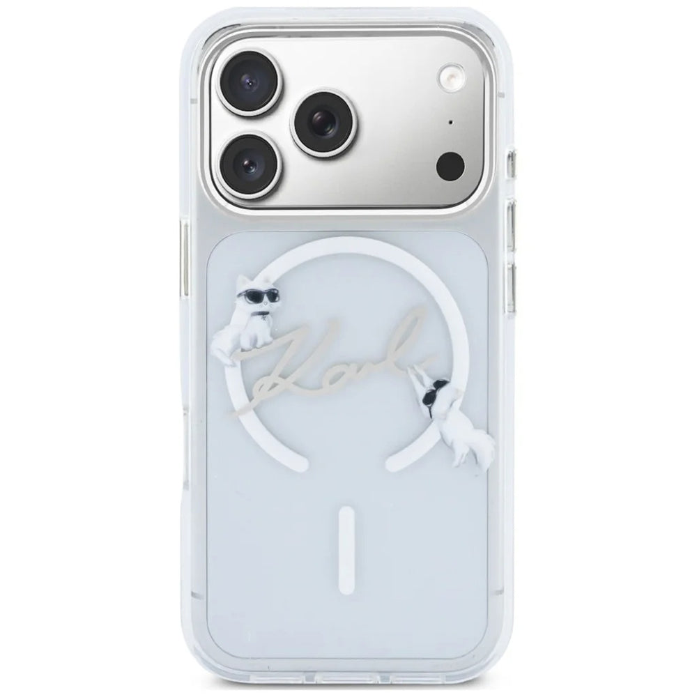 MagSafe futrola za Apple iPhone 18 Pro / 17 Pro, Karl Lagerfeld, IML Choupette Karl Script Logo, Prozirna
