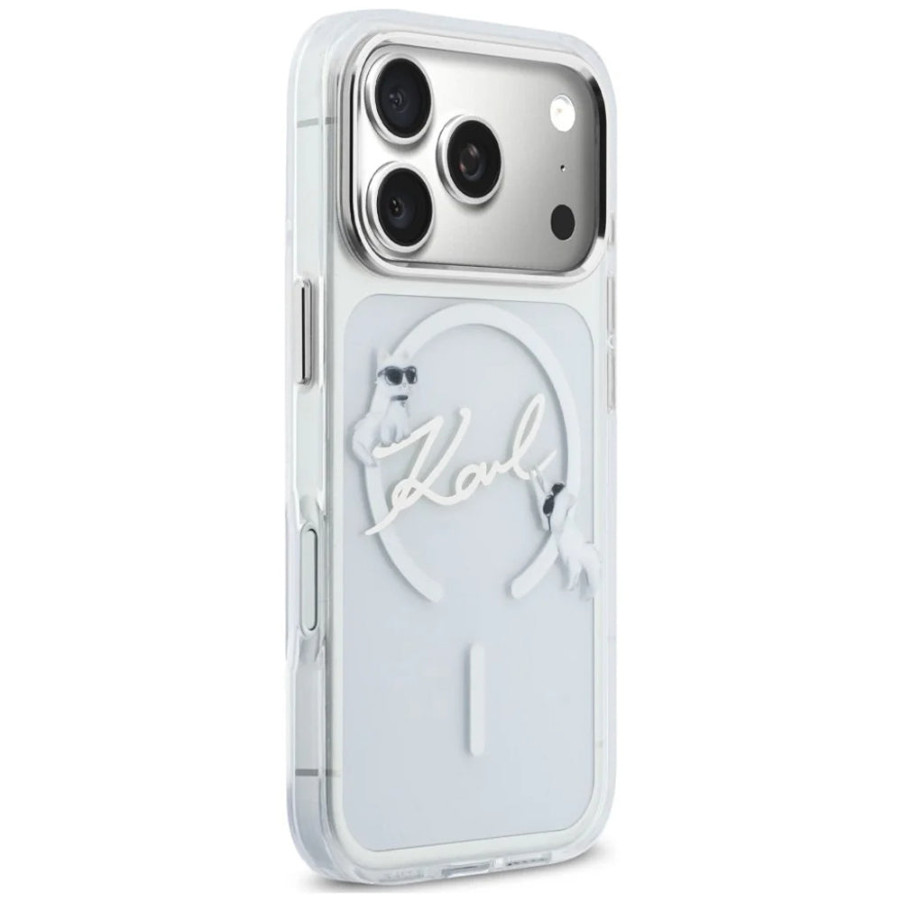 MagSafe futrola za Apple iPhone 18 Pro / 17 Pro, Karl Lagerfeld, IML Choupette Karl Script Logo, Prozirna