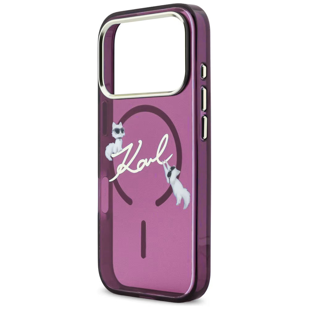 MagSafe maska za Apple iPhone 18 Pro / 17 Pro, Karl Lagerfeld, IML Choupette Karl Script Logo, Bordo
