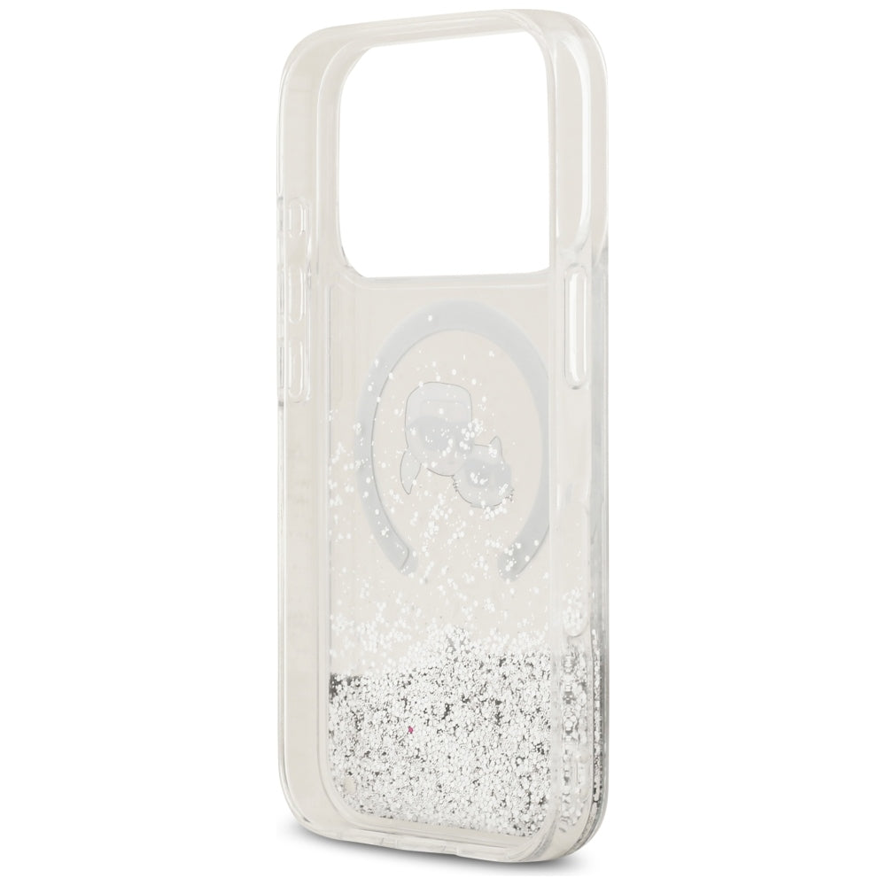 MagSafe futrola za Apple iPhone 18 Pro / 17 Pro, Karl Lagerfeld, Liquid Glitter Karl & Choupette Head's, Prozirna