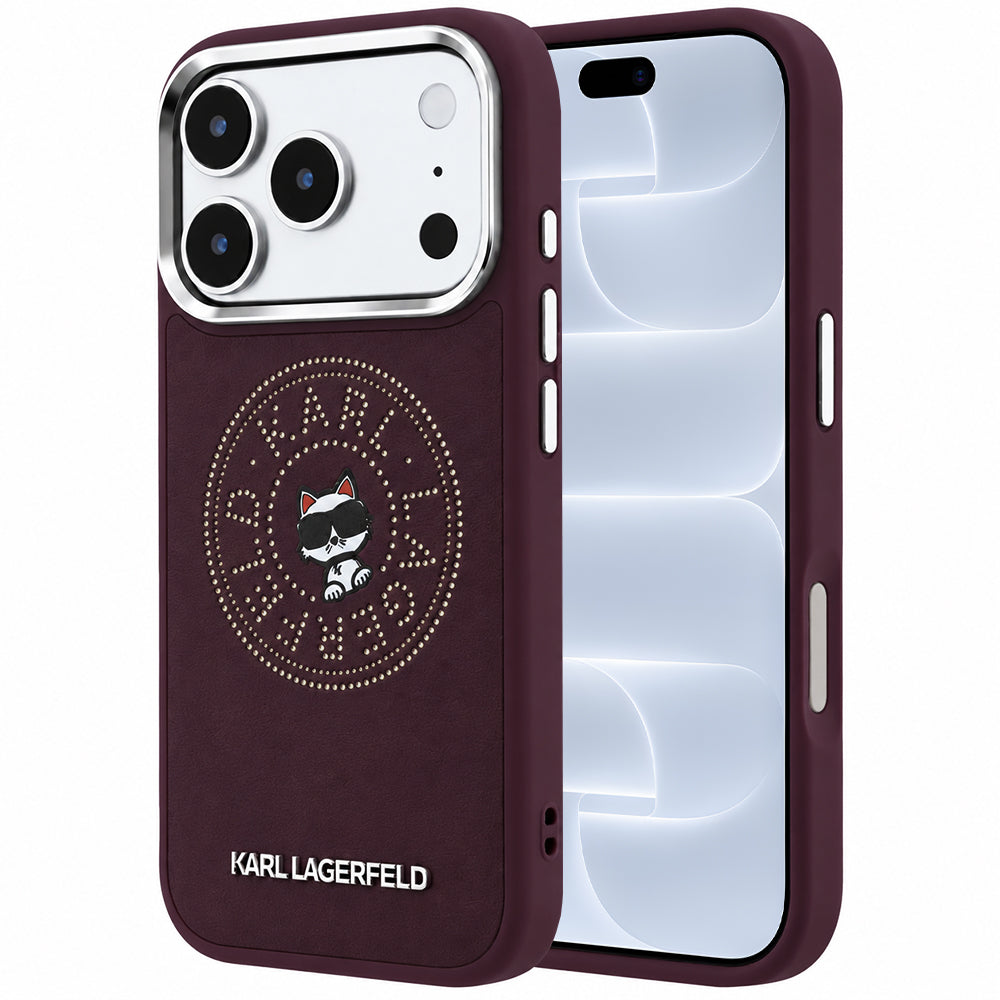 MagSafe maska za Apple iPhone 18 Pro / 17 Pro, Karl Lagerfeld, Point and Choupette Sketch, Bordo