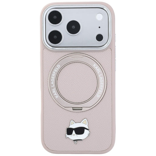 MagSafe maska za Apple iPhone 18 Pro / 17 Pro, Karl Lagerfeld, Ring Stand 360 Choupette Pin, ružičasta