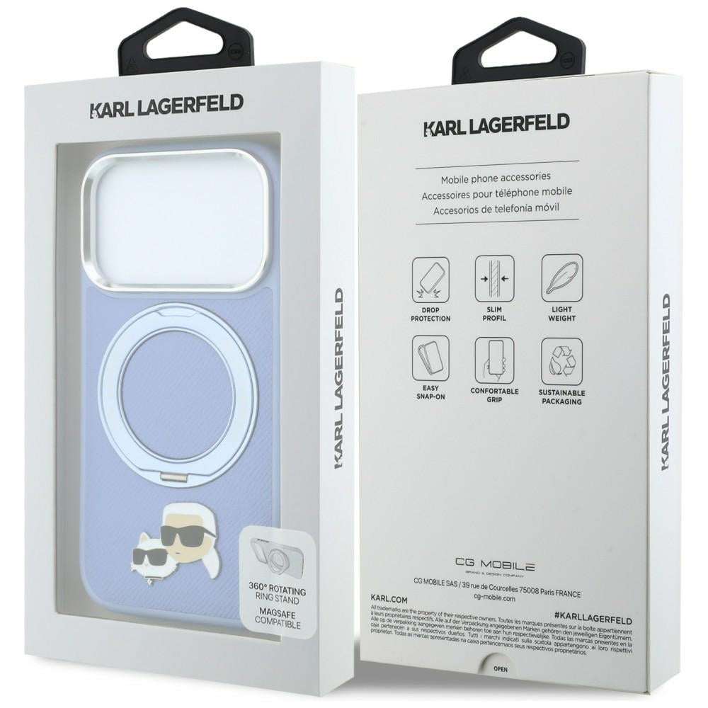 MagSafe futrola za Apple iPhone 18 Pro / 17 Pro, Karl Lagerfeld, Ring Stand 360 Karl & Choupette Pin, Plava