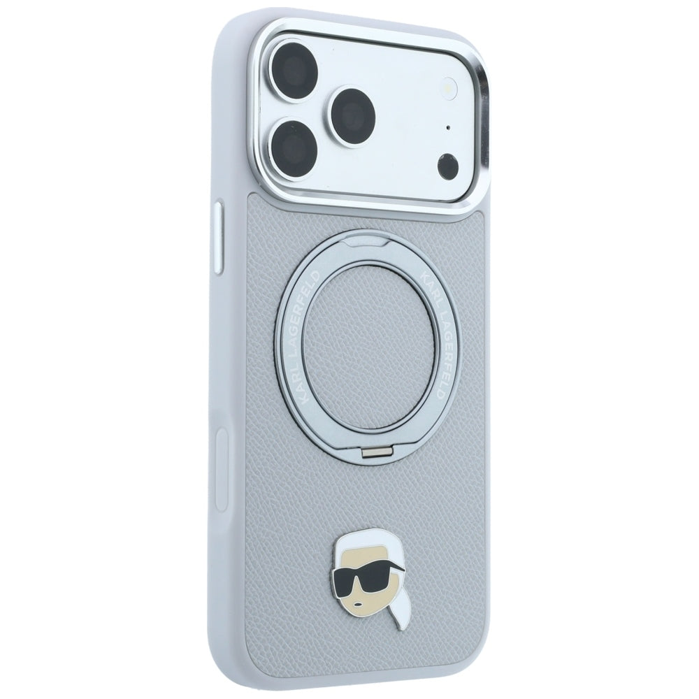 MagSafe maska za Apple iPhone 18 Pro / 17 Pro, Karl Lagerfeld, Ring Stand 360 Karl Pin, Siva