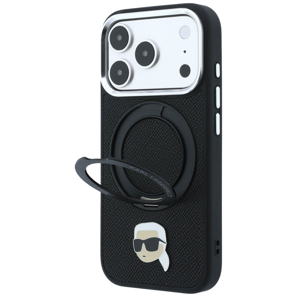 MagSafe futrola za Apple iPhone 18 Pro / 17 Pro, Karl Lagerfeld, Ring Stand 360 Karl Pin, Crna
