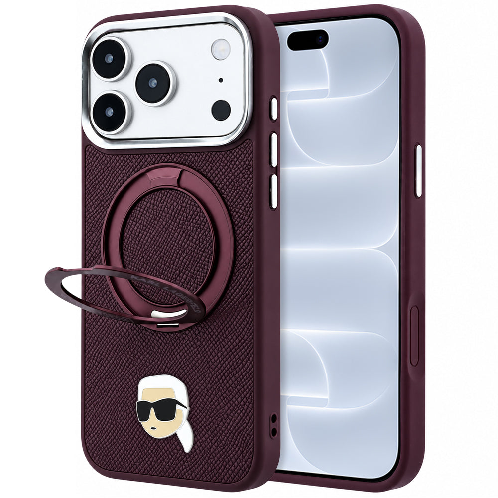 MagSafe futrola za Apple iPhone 18 Pro / 17 Pro, Karl Lagerfeld, Ring Stand 360 Karl Pin, Bordo