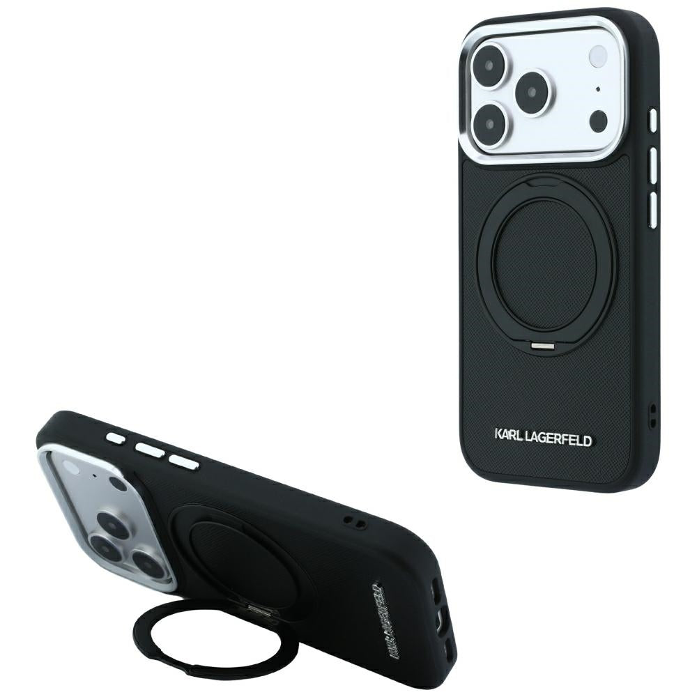 MagSafe futrola za Apple iPhone 18 Pro / 17 Pro, Karl Lagerfeld, Ring Stand 360 Saffiano, Crna
