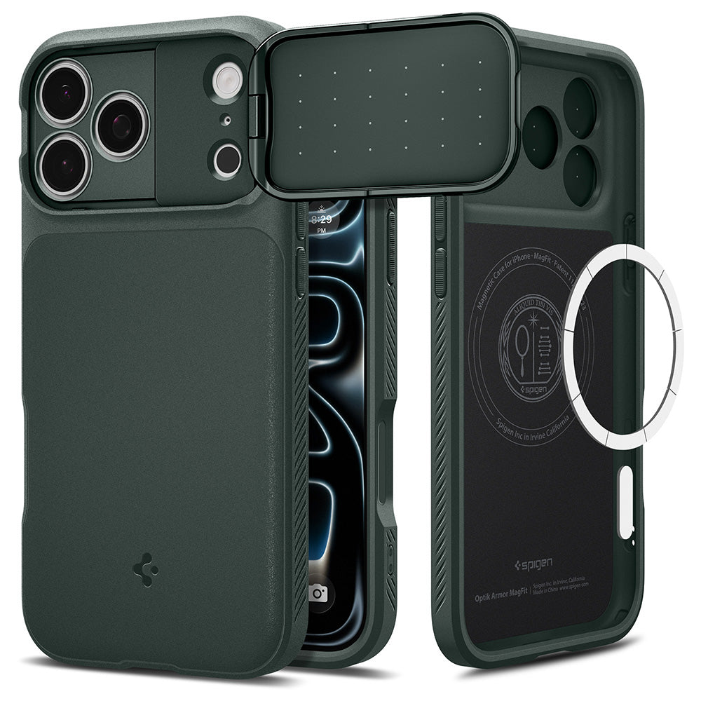 MagSafe maska za Apple iPhone 18 Pro / 17 Pro, Spigen, Optik Armor, Zelena ACS09954