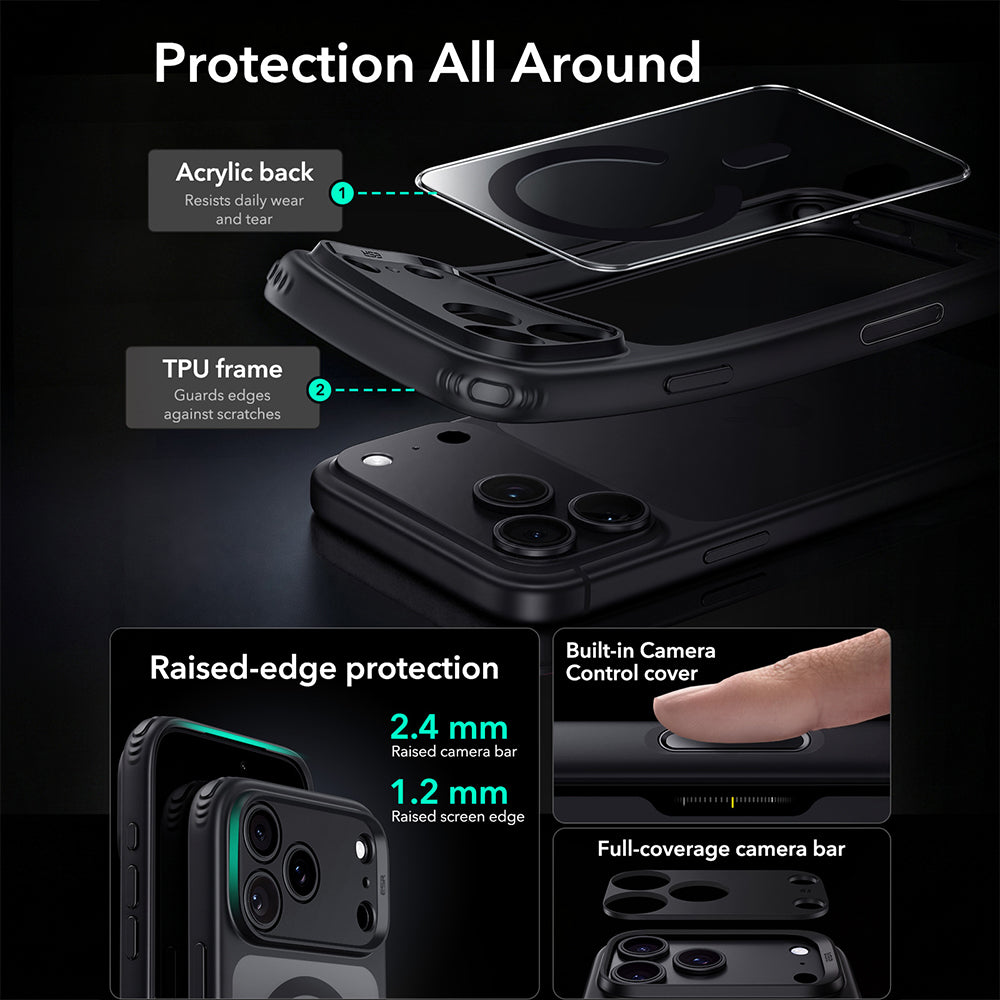 MagSafe futrola za Apple iPhone 18 Pro, ESR, Classic Hybrid, Crna Prozirna