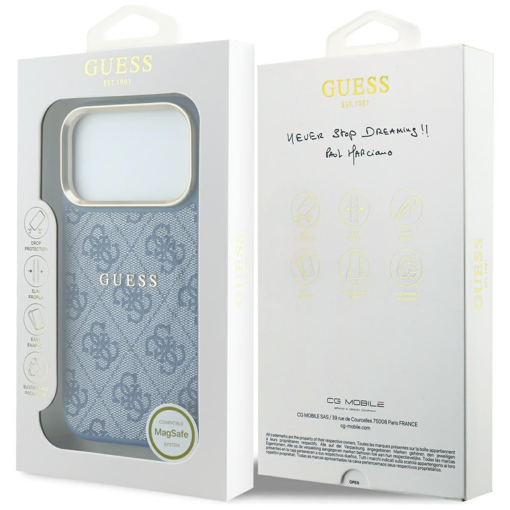 MagSafe maska za Apple iPhone 18 Pro Max / 17 Pro Max, Guess, 4G Embossed Classic, Plava