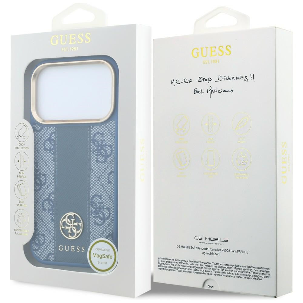 MagSafe futrola za Apple iPhone 18 Pro Max / 17 Pro Max, Guess, 4G Stripe Round Classic Logo, Plava