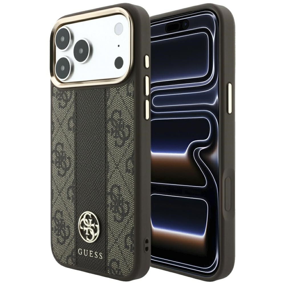 MagSafe maska za Apple iPhone 18 Pro Max / 17 Pro Max, Guess, 4G Stripe Round Classic Logo, Smeđa