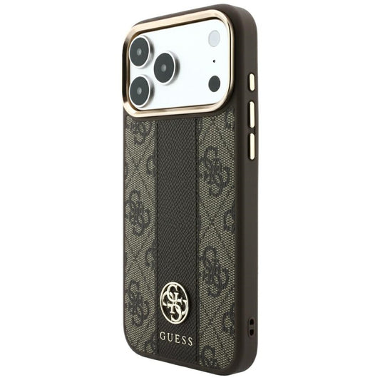 MagSafe maska za Apple iPhone 18 Pro Max / 17 Pro Max, Guess, 4G Stripe Round Classic Logo, Smeđa