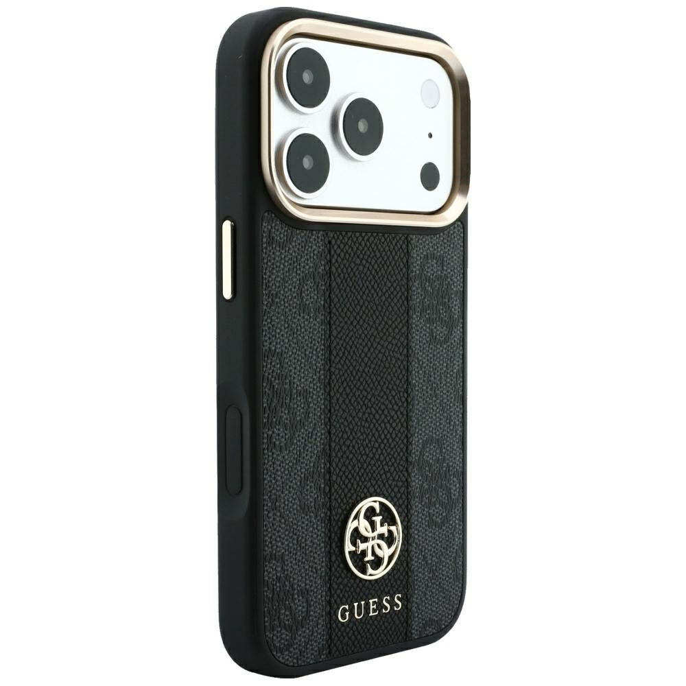 MagSafe maska za Apple iPhone 18 Pro Max / 17 Pro Max, Guess, 4G Stripe Round Classic Logo, Crna