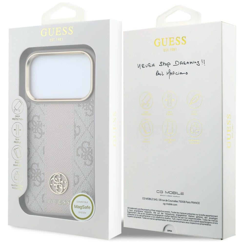 MagSafe futrola za Apple iPhone 18 Pro Max / 17 Pro Max, Guess, 4G Stripe Round Classic Logo, Roza