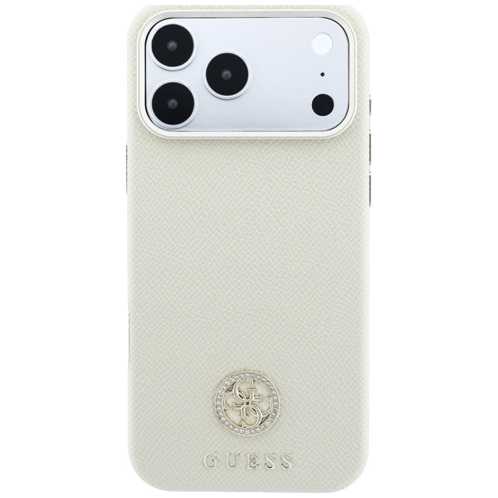 MagSafe maska za Apple iPhone 18 Pro Max / 17 Pro Max, Guess, Grained Round Strass Logo, Bež