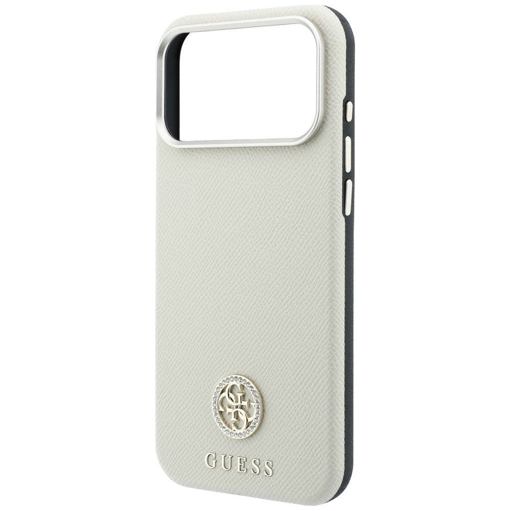 MagSafe maska za Apple iPhone 18 Pro Max / 17 Pro Max, Guess, Grained Round Strass Logo, Bež