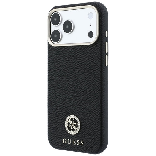 MagSafe maska za Apple iPhone 18 Pro Max / 17 Pro Max, Guess, Grained Round Strass Logo, Crna