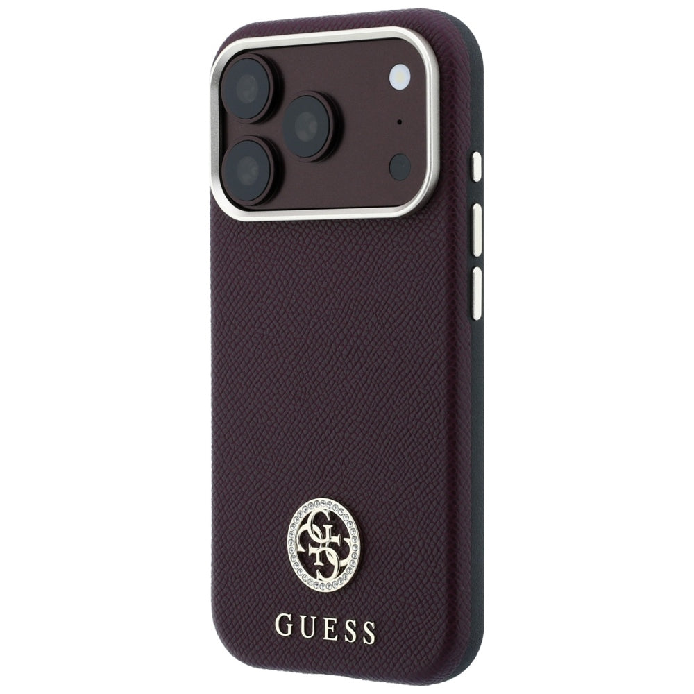 MagSafe futrola za Apple iPhone 18 Pro Max / 17 Pro Max, Guess, Grained Round Strass Logo, Bordo