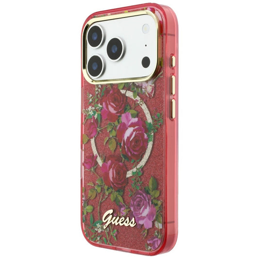 MagSafe maska za Apple iPhone 18 Pro Max / 17 Pro Max, Guess, IML Glitter Blossom Roses, Bordo