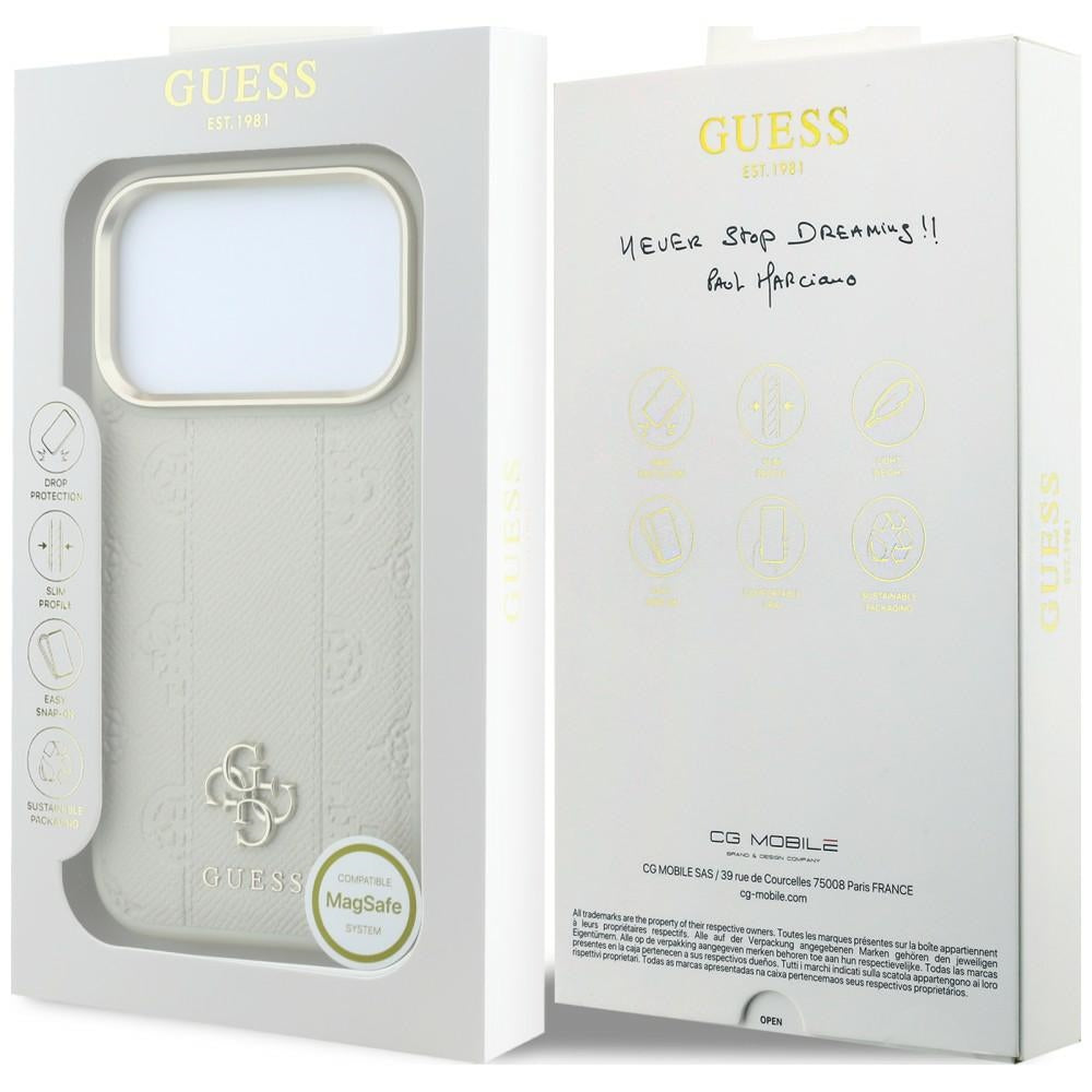 MagSafe maska za Apple iPhone 18 Pro Max / 17 Pro Max, Guess, Peony 4G Small Logo, Bež