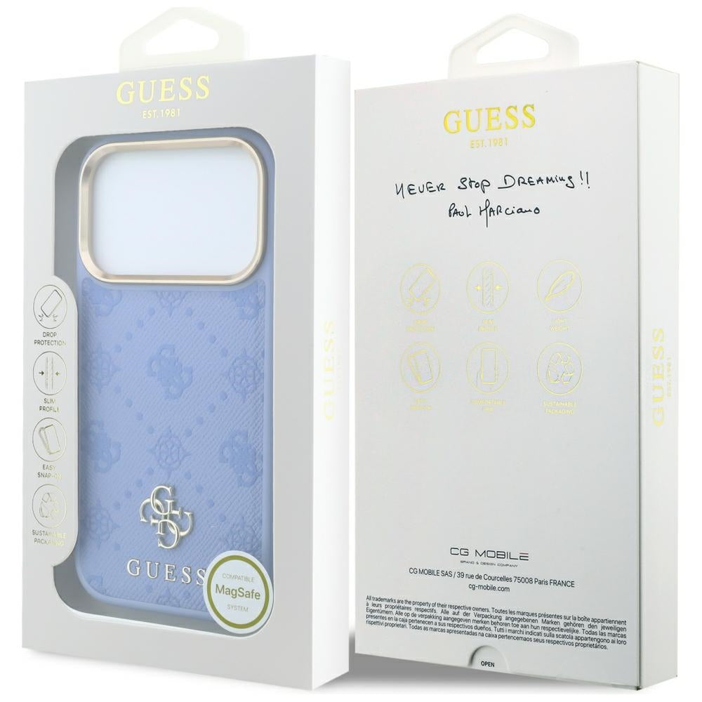 MagSafe maska za Apple iPhone 18 Pro Max / 17 Pro Max, Guess, Peony 4G Small Logo, Plava
