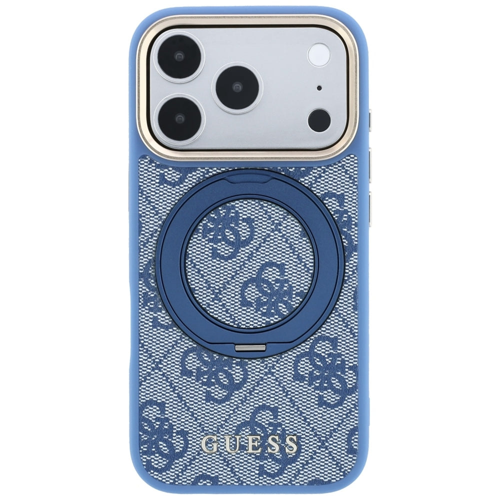 MagSafe maska za Apple iPhone 18 Pro Max / 17 Pro Max, Guess, Ring Stand 360 4G Classic Logo, Plava
