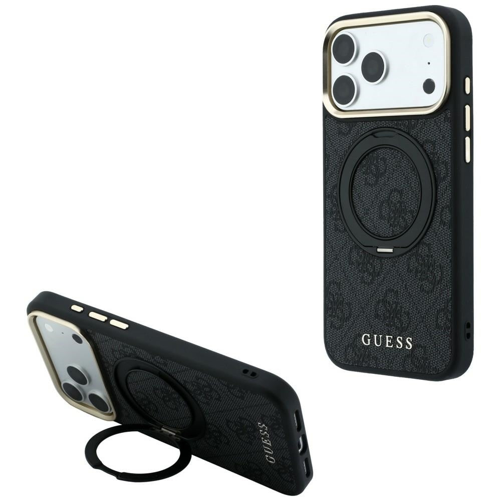 MagSafe futrola za Apple iPhone 18 Pro Max / 17 Pro Max, Guess, Ring Stand Classic Logo, Crna