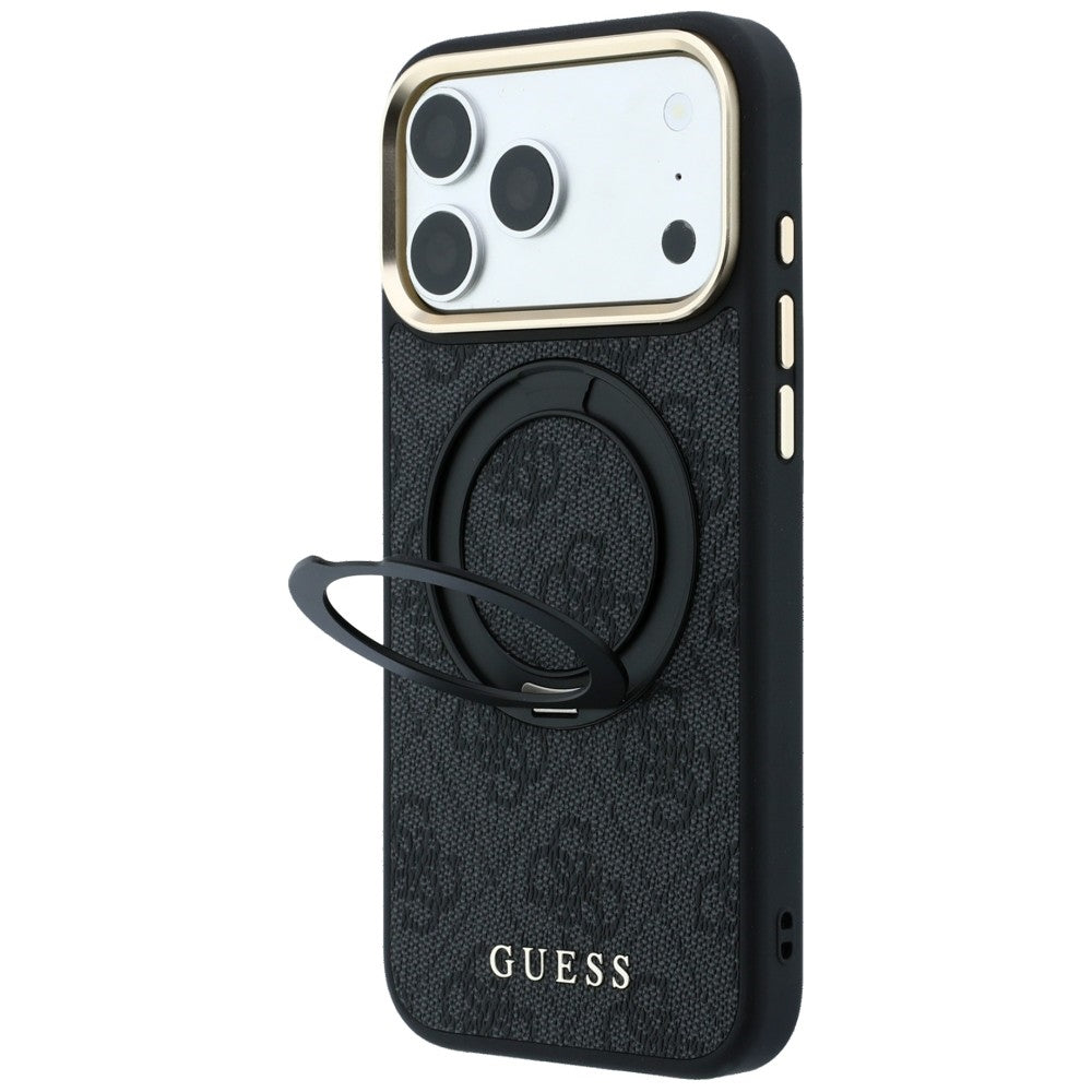 MagSafe futrola za Apple iPhone 18 Pro Max / 17 Pro Max, Guess, Ring Stand Classic Logo, Crna