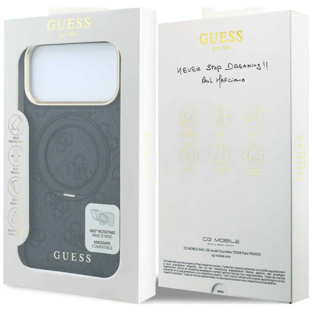 MagSafe futrola za Apple iPhone 18 Pro Max / 17 Pro Max, Guess, Ring Stand Classic Logo, Crna
