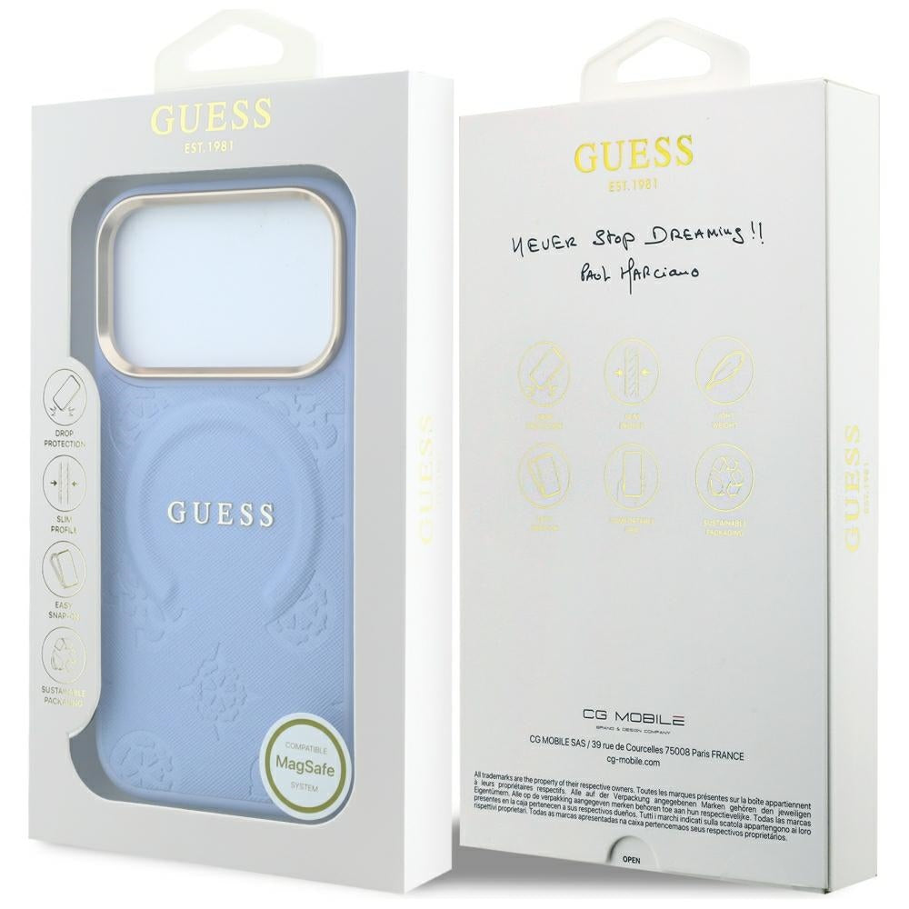 MagSafe futrola za Apple iPhone 18 Pro Max / 17 Pro Max, Guess, Saffiano Peony Ring, Plava