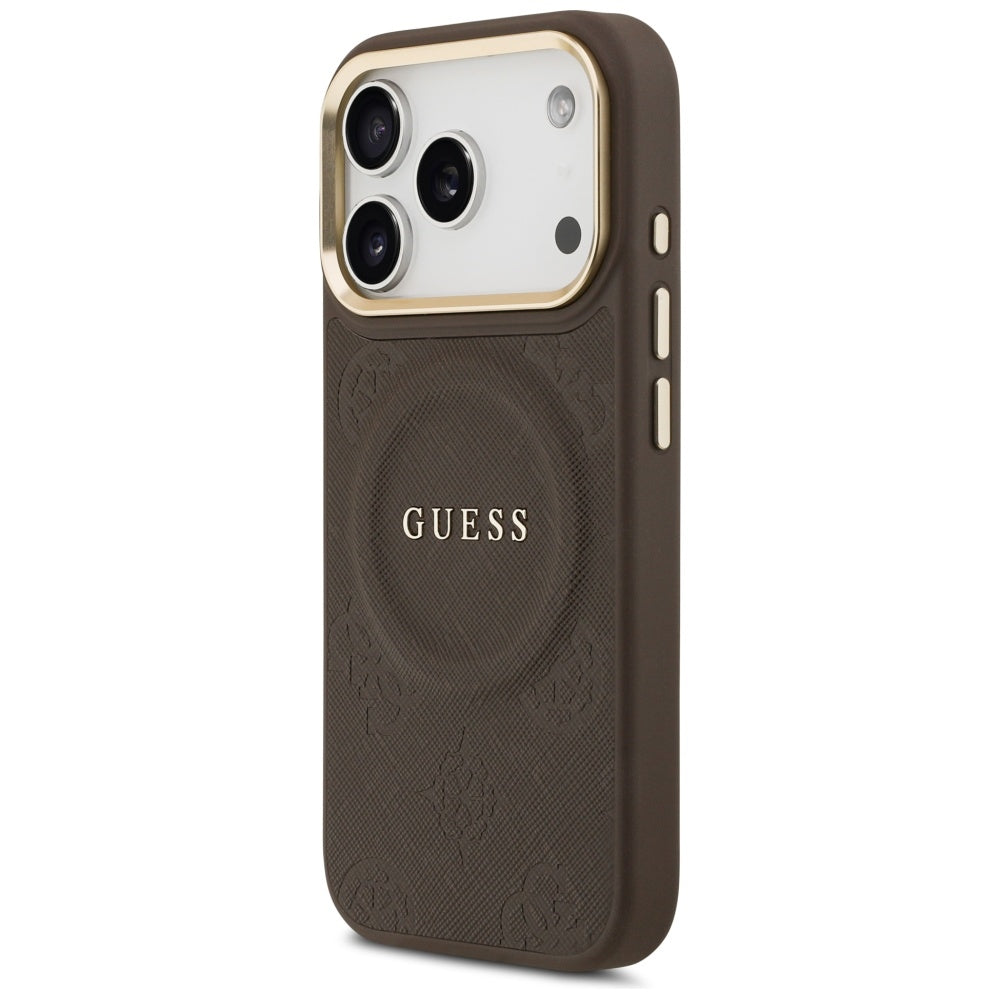 MagSafe maska za Apple iPhone 18 Pro Max / 17 Pro Max, Guess, Saffiano Peony Ring, smeđa