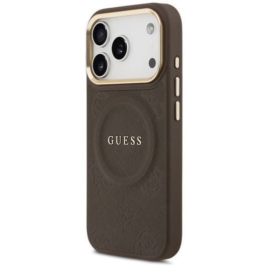 MagSafe maska za Apple iPhone 18 Pro Max / 17 Pro Max, Guess, Saffiano Peony Ring, smeđa