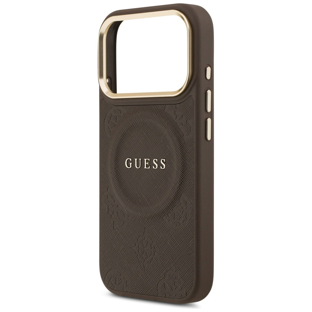 MagSafe maska za Apple iPhone 18 Pro Max / 17 Pro Max, Guess, Saffiano Peony Ring, smeđa