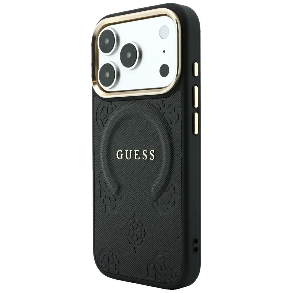 MagSafe maska za Apple iPhone 18 Pro Max / 17 Pro Max, Guess, Saffiano Peony Ring, Crna