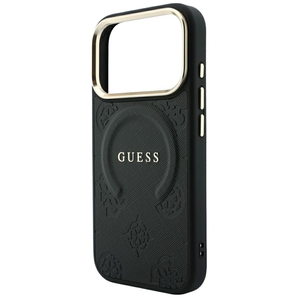 MagSafe maska za Apple iPhone 18 Pro Max / 17 Pro Max, Guess, Saffiano Peony Ring, Crna
