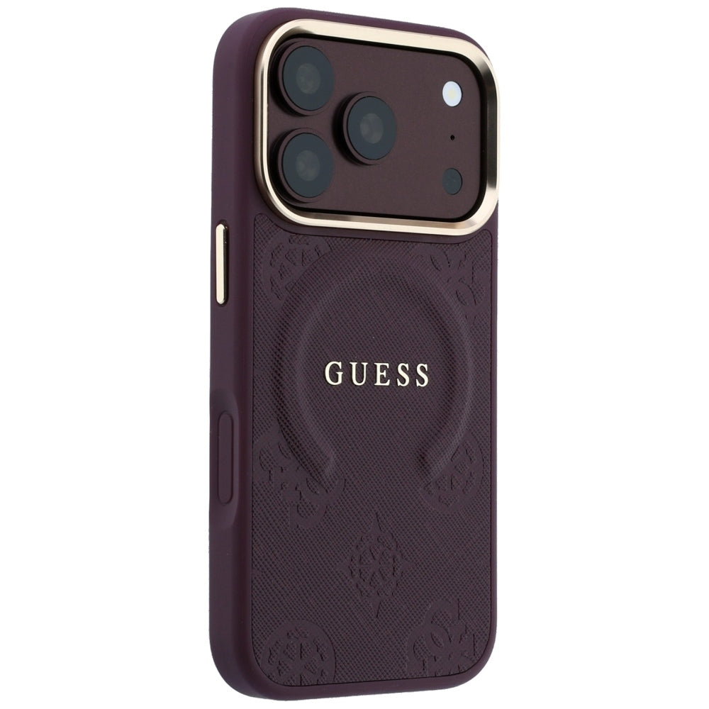 MagSafe maska za Apple iPhone 18 Pro Max / 17 Pro Max, Guess, Saffiano Peony Ring, Bordo